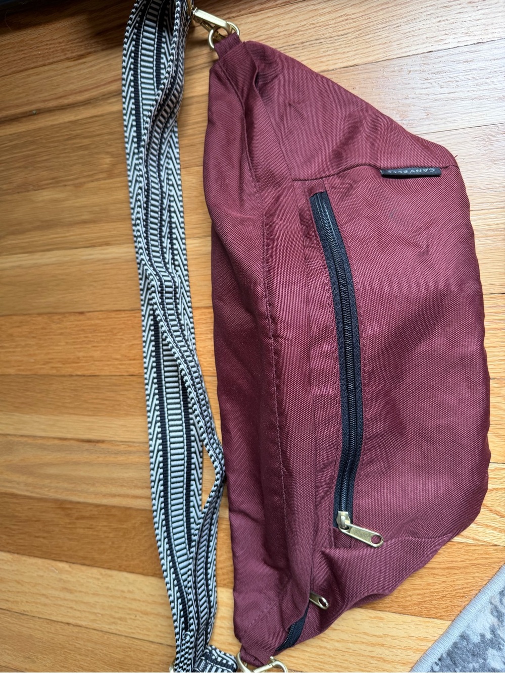 Waterproof Canvelle Maroon crossbody oversized crossbody Bag. Fanny pack style